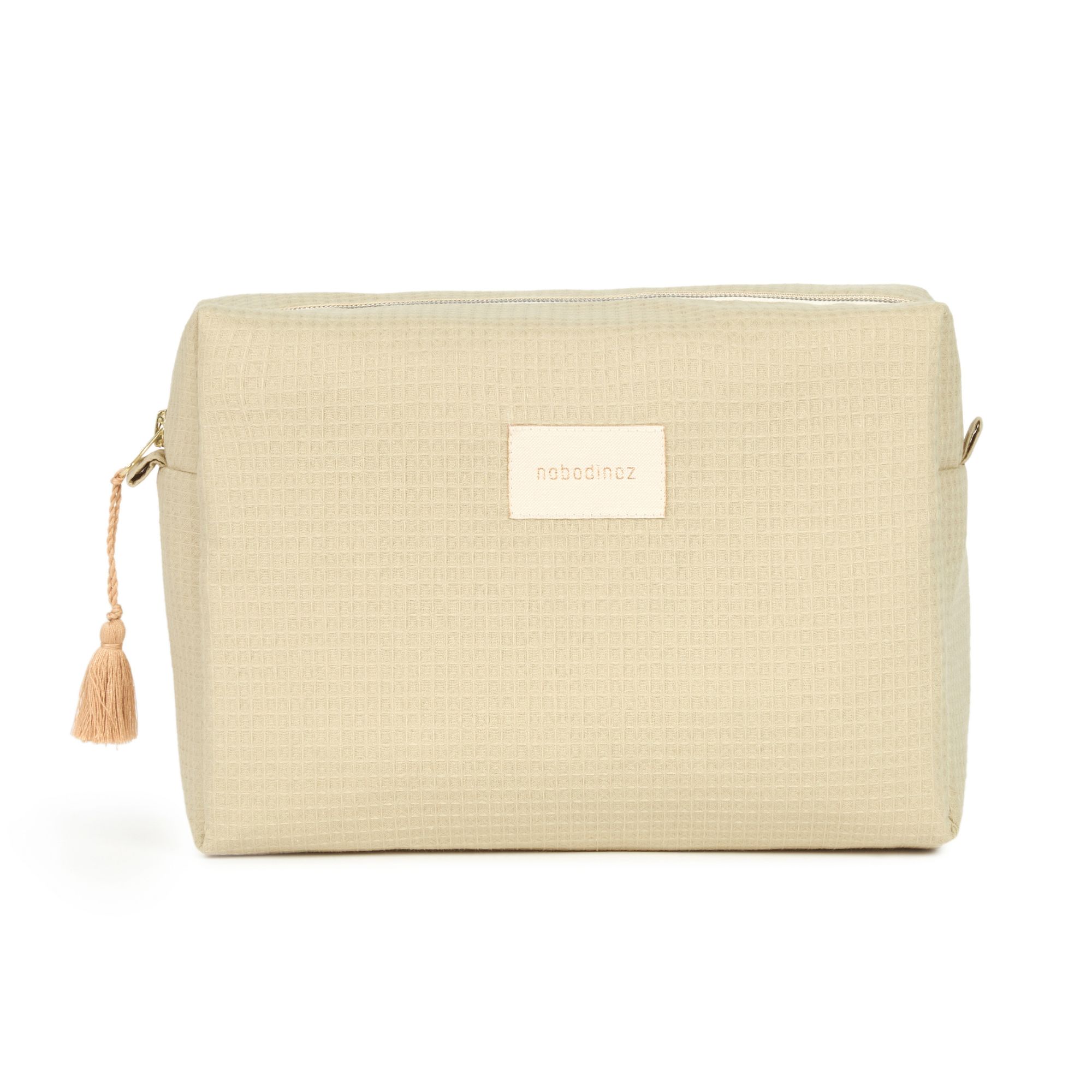 Trousse de toilette bébé Nobodinoz Diva Green Tea en coton bio, vue fermée