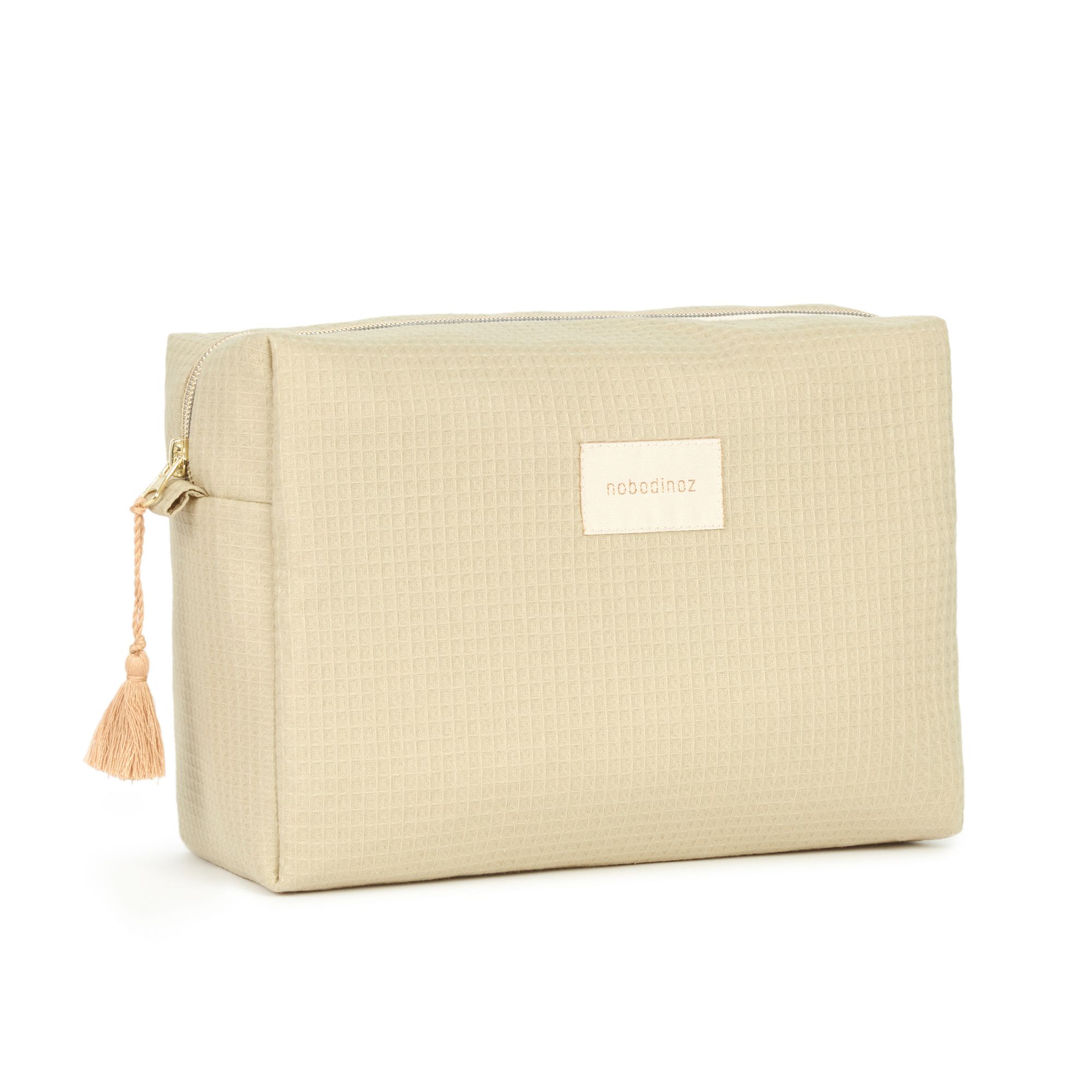 Trousse de toilette bébé Nobodinoz Diva Green Tea en coton bio vue profil