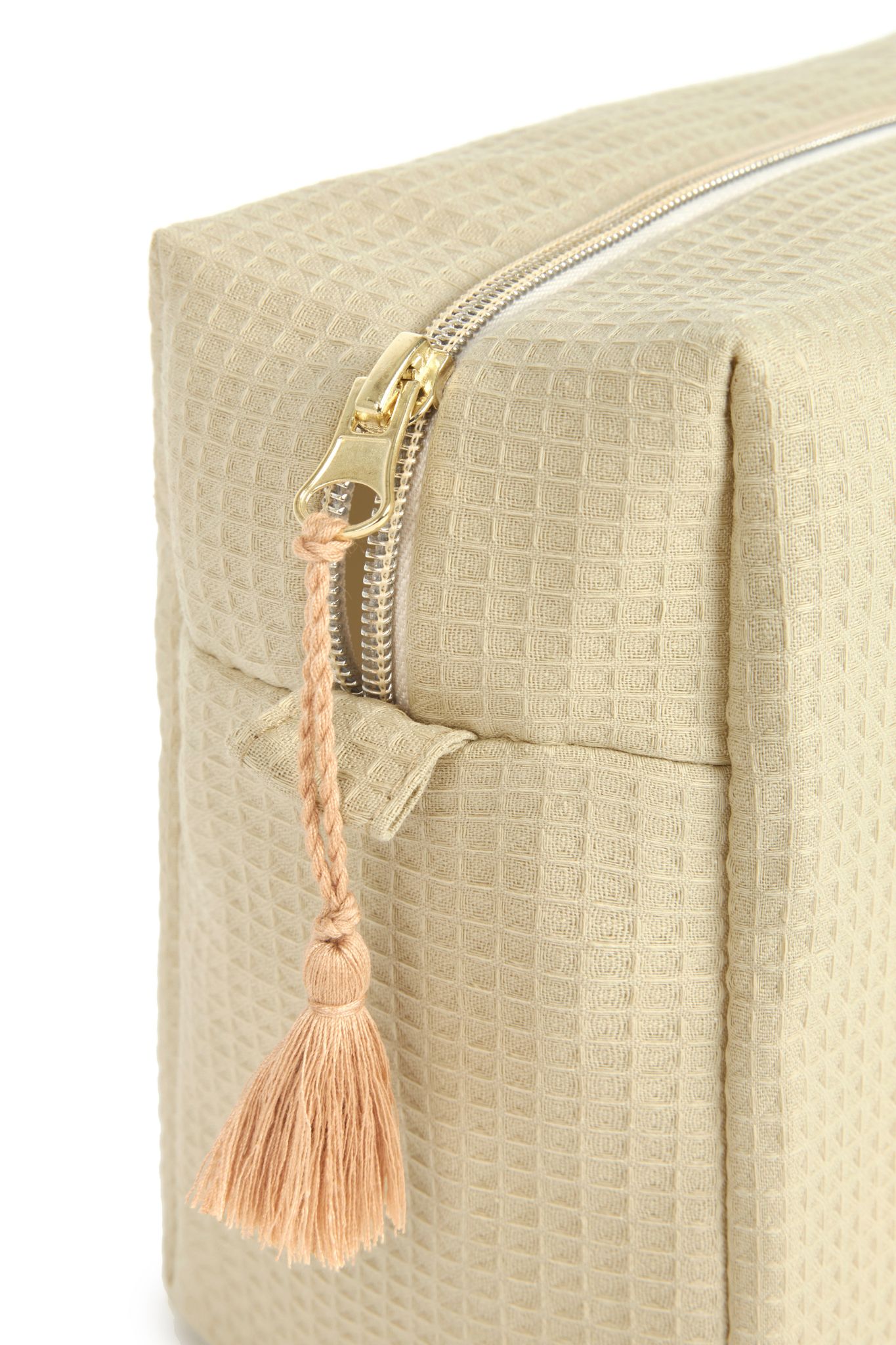 Zoom fermeture éclair trousse toilette Nobodinoz Diva Green Tea coton bio