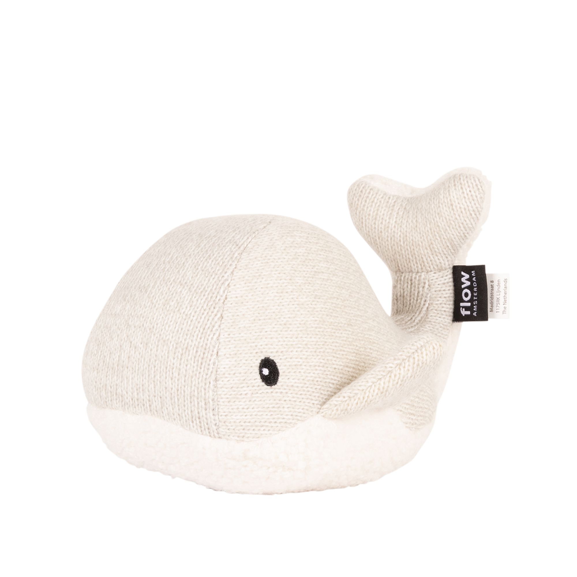 Peluche baleine bruit blanc Flow Amsterdam en tricot gris