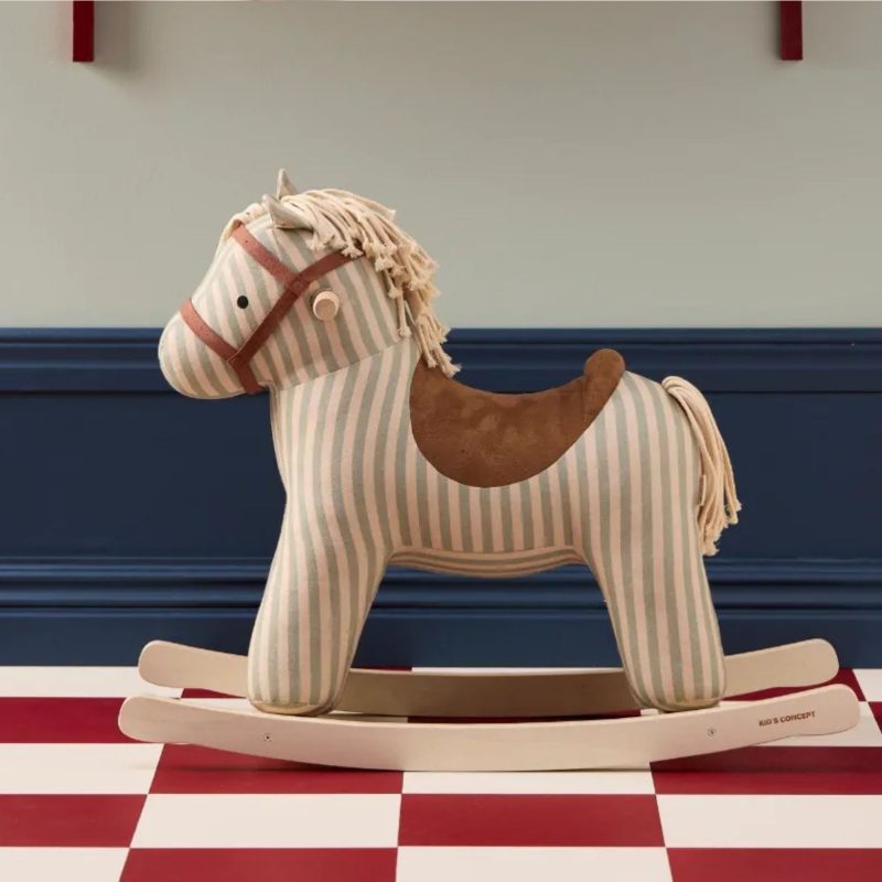 Cheval à bascule rayé Kid's Concept – idée cadeau Noël bébé et jouet traditionnel pour enfant