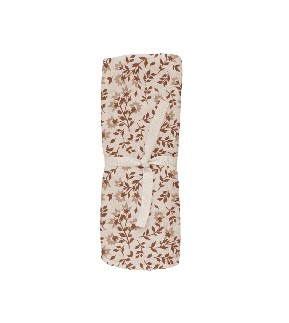 Lange en coton fleuri Hibiscus Main Sauvage en double mousseline pour bébé